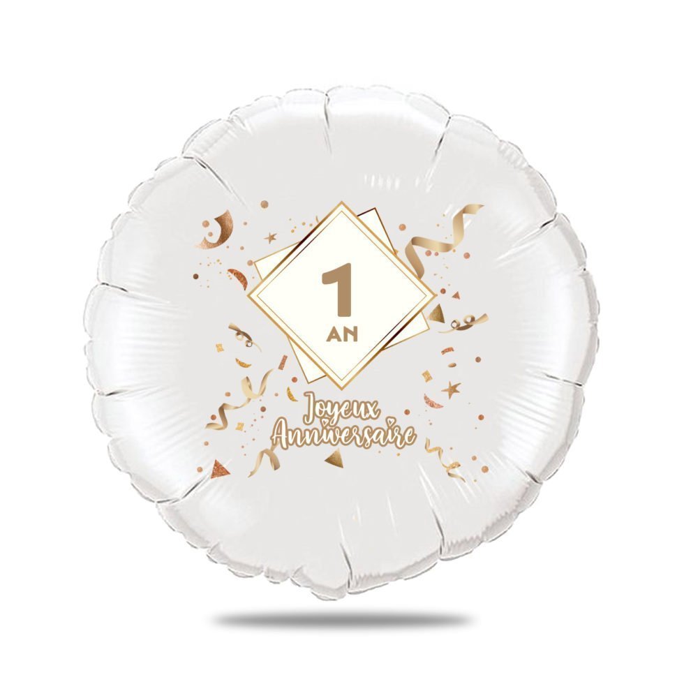 Ballon âge anniversaire beige thème fête - Ballon aluminium 46cm