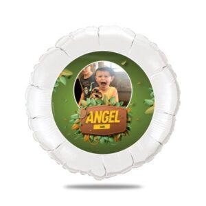 Ballon anniversaire vert thème jungle - Ballon aluminium 46cm