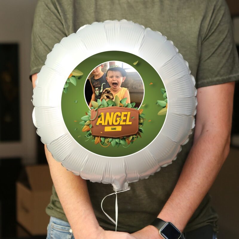 Ballon anniversaire vert thème jungle - Ballon aluminium 46cm – Image 2