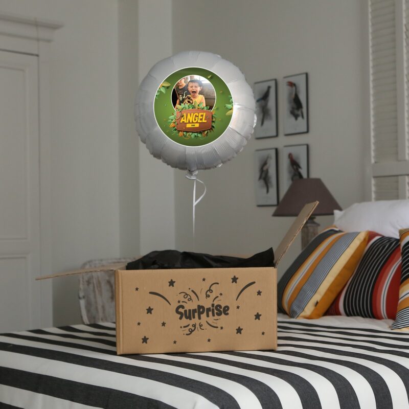 Ballon anniversaire vert thème jungle - Ballon aluminium 46cm – Image 3