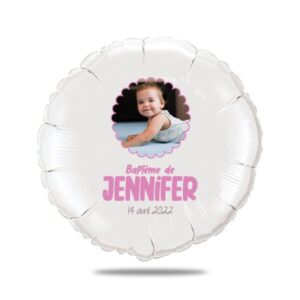 Ballon baptême rose thème dentelles - Ballon aluminium 46 cm