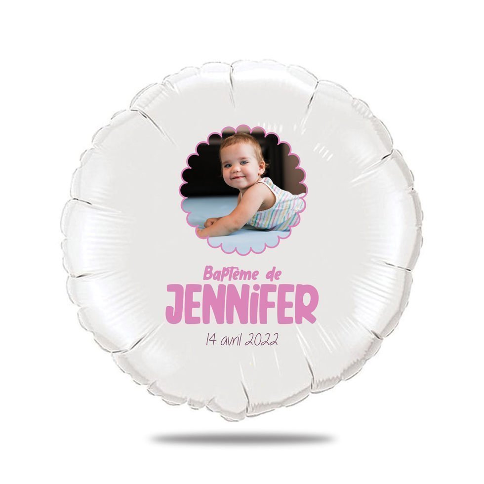 Ballon baptême rose thème dentelles - Ballon aluminium 46 cm