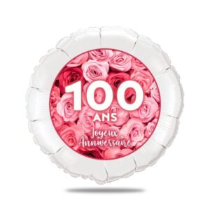 Ballon âge anniversaire rose thème fleurs - Ballon aluminium 46cm