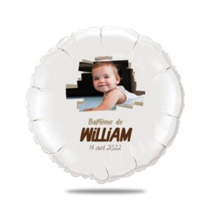 Ballon baptême marron thème planche de bois - Ballon aluminium 46cm