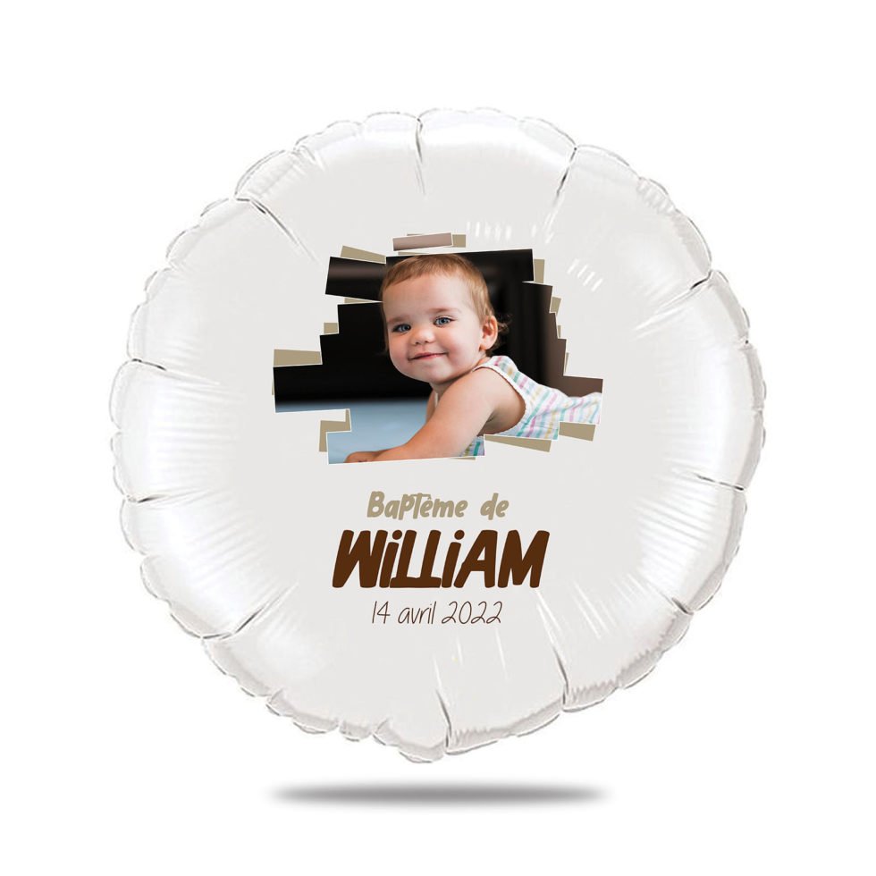 Ballon baptême marron thème planche de bois - Ballon aluminium 46cm