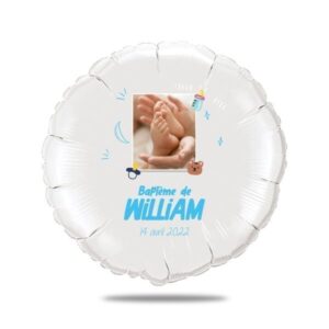 Ballon baptême bleu thème bébé - Ballon aluminium 46cm