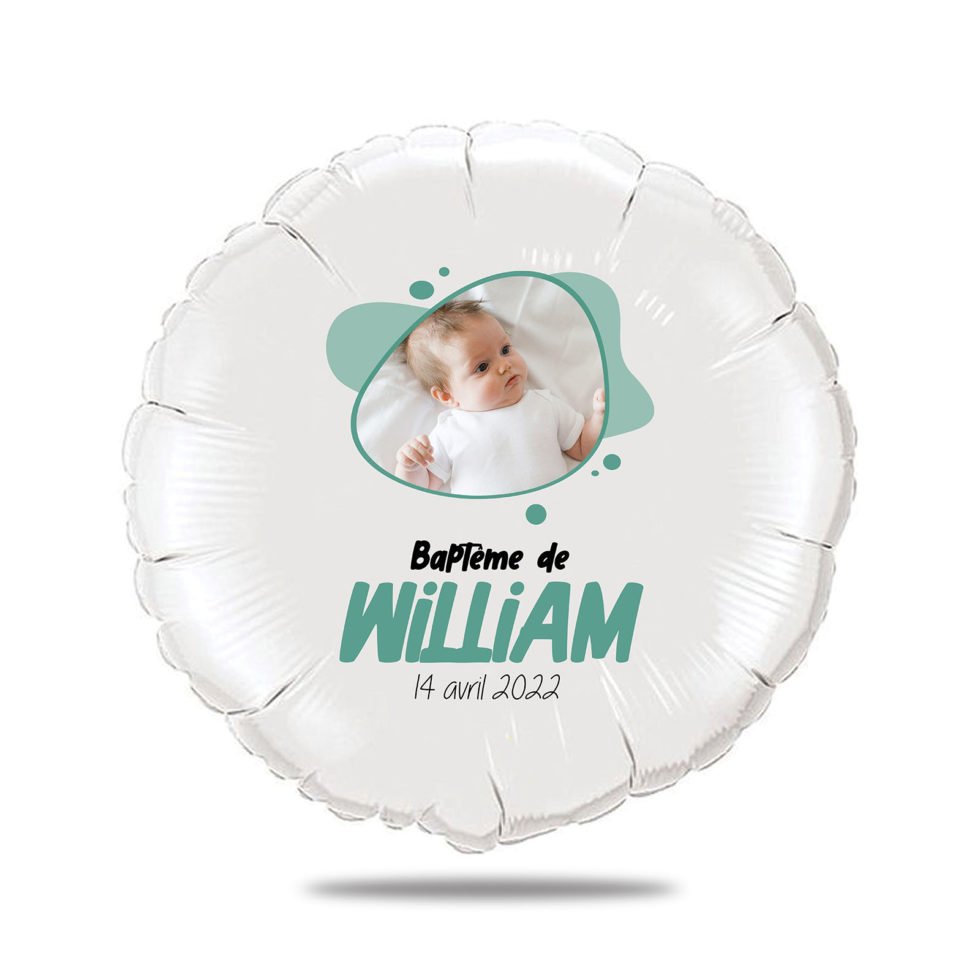 Ballon baptême vert thème splash - Ballon aluminium 46cm