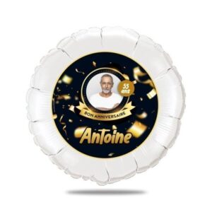 Ballon anniversaire noir et or thème cotillons et fête - Ballon aluminium 46cm