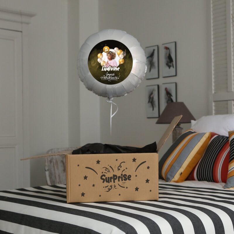 Ballon anniversaire noir et or thème fête ballons - Ballon aluminium 46cm – Image 3