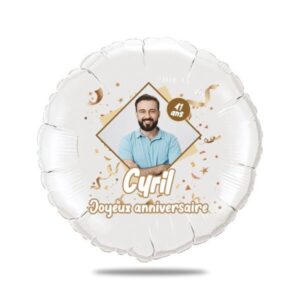 Ballon anniversaire beige et or thème fête cotillons - Ballon aluminium 46cm
