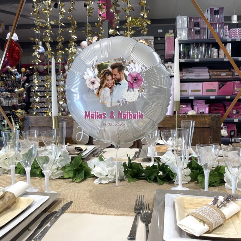 Ballon Mariage Personnalisé Rose Bonbon Thème Bohème – Image 3