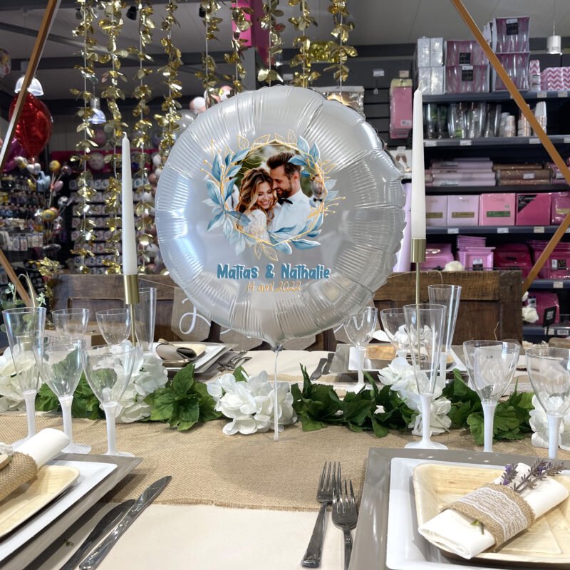 Ballon Mariage Personnalisé Bleu - Thème Bohème – Image 3