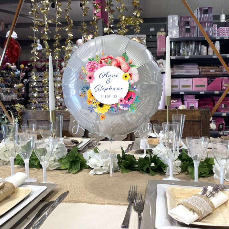 Ballon Mariage Personnalisé Multicolor Thème Fleurs Bouquet – Image 3