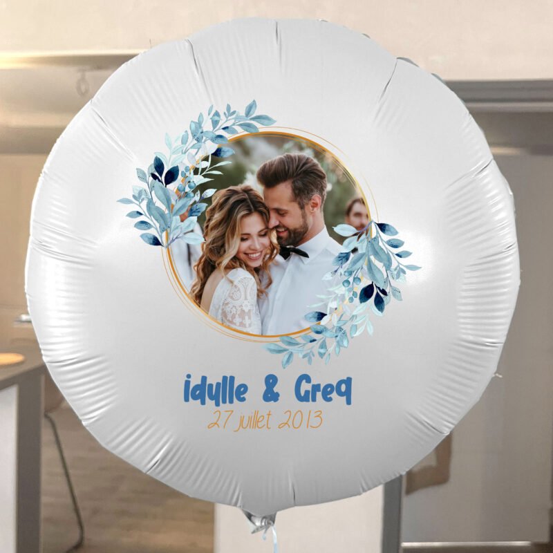 Ballon Mariage Personnalisé Bleu - Thème Bohème – Image 2