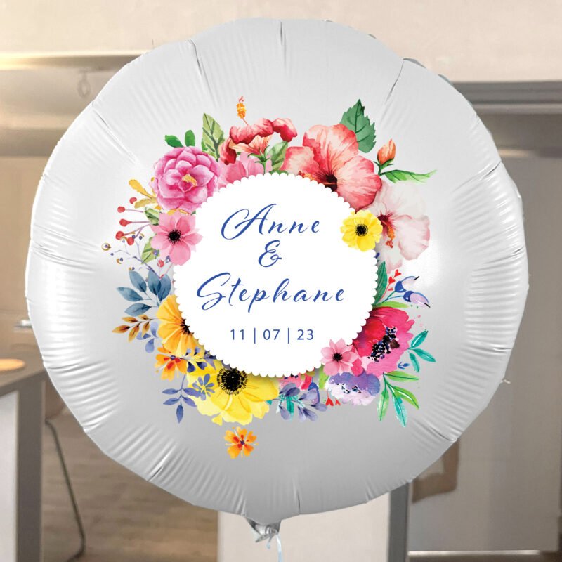 Ballon Mariage Personnalisé Multicolor Thème Fleurs Bouquet – Image 2