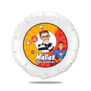 Ballon anniversaire rouge et jaune thème super héros - Ballon aluminium 46cm