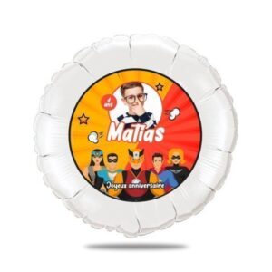 Ballon anniversaire orange et jaune thème supers héros - Ballon aluminium 46cm