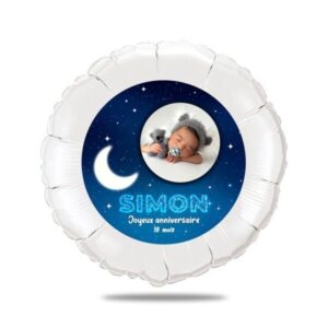 Ballon anniversaire bleu thème dans les étoiles - Ballon aluminium 46cm