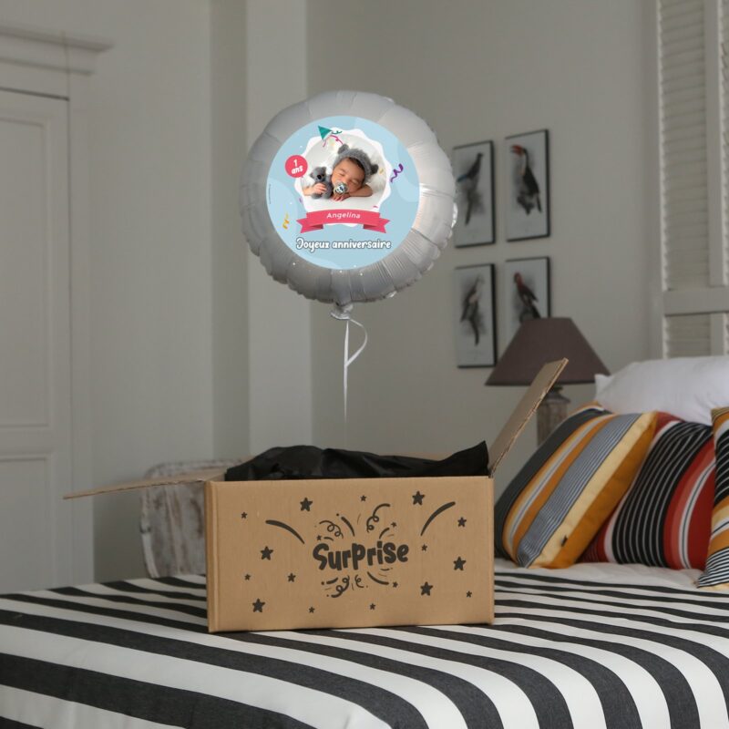 Ballon anniversaire bleu thème cotillons - Ballon aluminium 46cm – Image 3