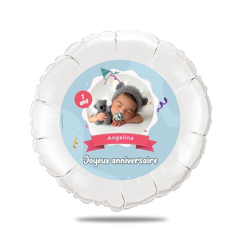 Ballon anniversaire bleu thème cotillons - Ballon aluminium 46cm