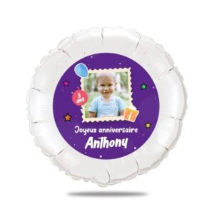 Ballon anniversaire violet thème ballon cadeau - Ballon aluminium 46cm