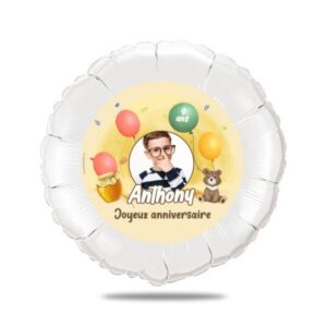 Ballon anniversaire jaune miel thème ourson - Ballon aluminium 46cm