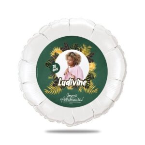 Ballon anniversaire vert et or thème jungle - Ballon aluminium 46cm