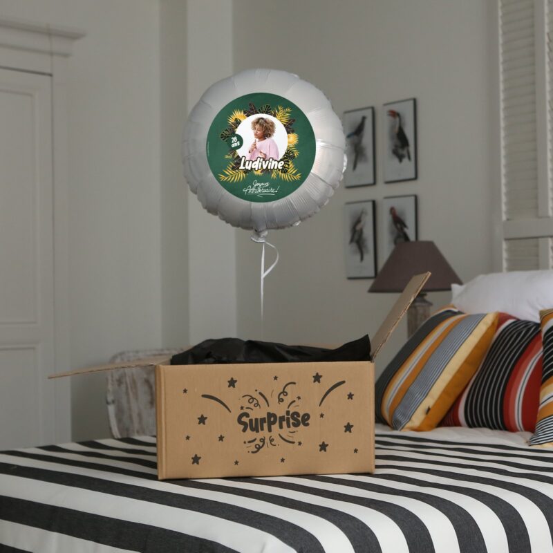 Ballon anniversaire vert et or thème jungle - Ballon aluminium 46cm – Image 3