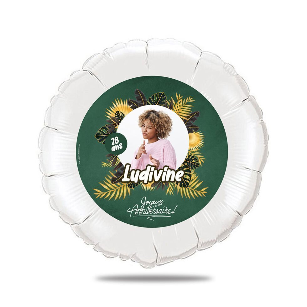 Ballon anniversaire vert et or thème jungle - Ballon aluminium 46cm