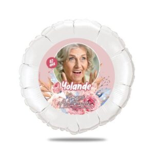 Ballon anniversaire rose thème fleurs mamie - Ballon aluminium 46cm