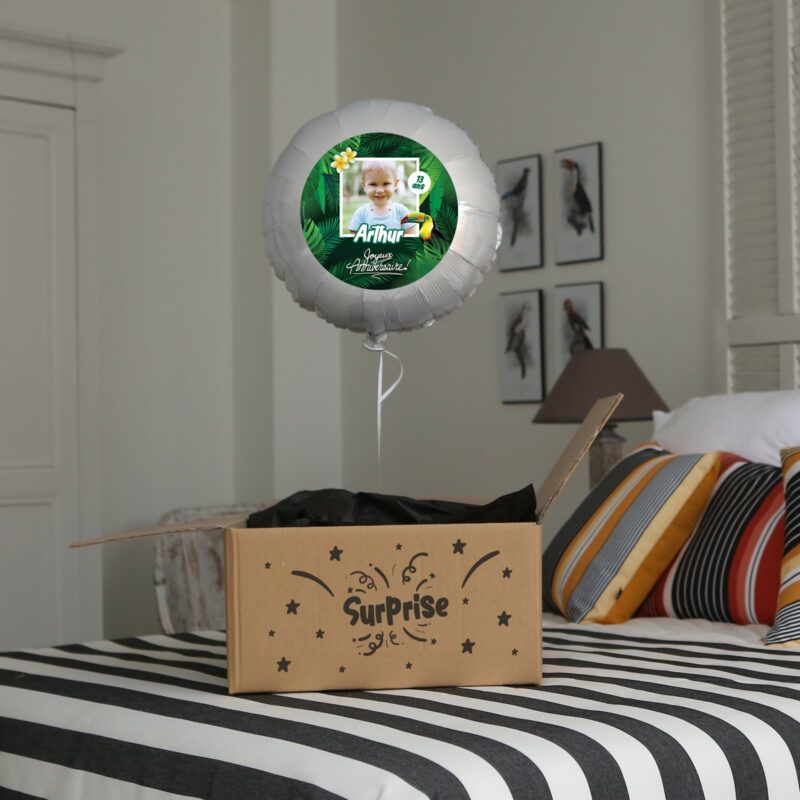 Ballon anniversaire vert thème jungle - Ballon aluminium 46cm – Image 3