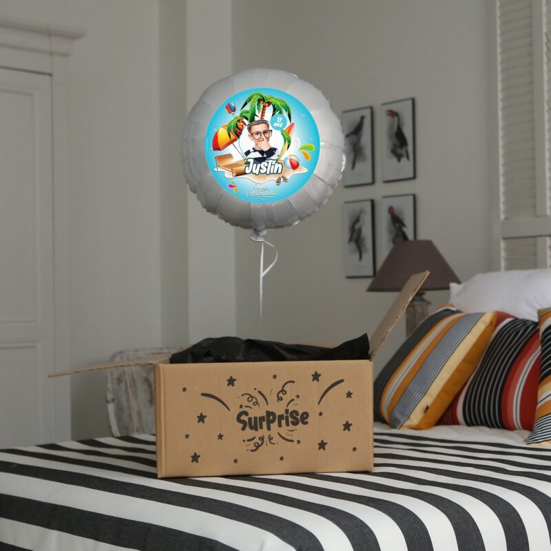 Ballon anniversaire bleu thème plage - Ballon aluminium 46 cm – Image 3