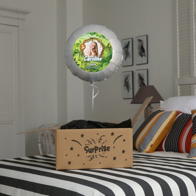 Ballon anniversaire vert thème jungle - Ballon aluminium 46cm – Image 3