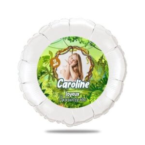 Ballon anniversaire vert thème jungle - Ballon aluminium 46cm