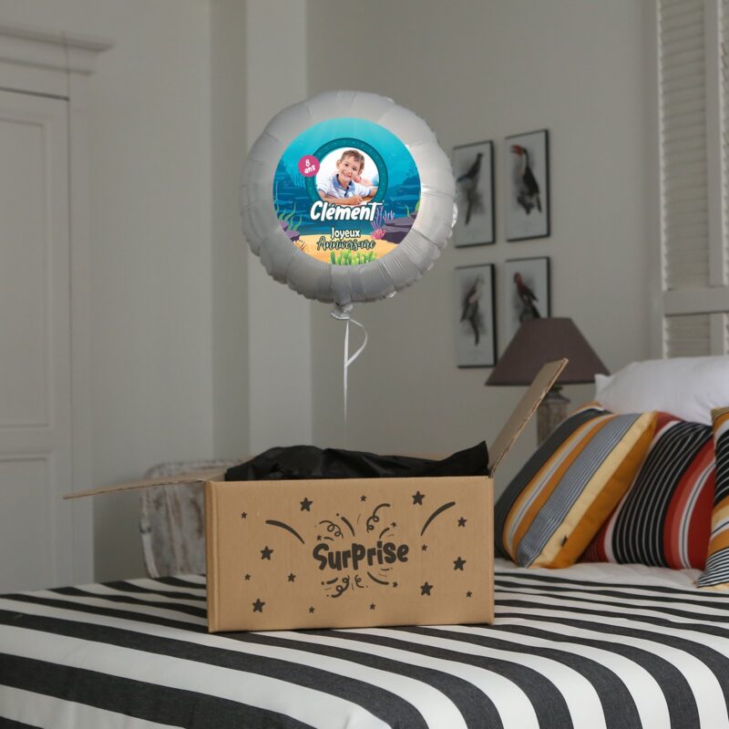 Ballon anniversaire bleu thème sur la mer - Ballon aluminium 46cm – Image 3