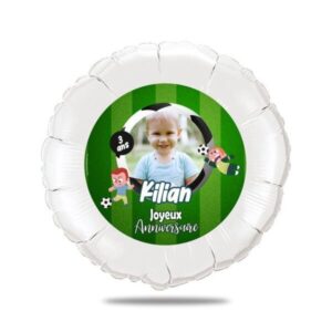 Ballon anniversaire vert thème football - Ballon aluminium 46cm