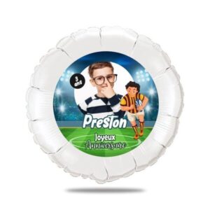 Ballon anniversaire bleu et vert thème football - Ballon aluminium 46cm
