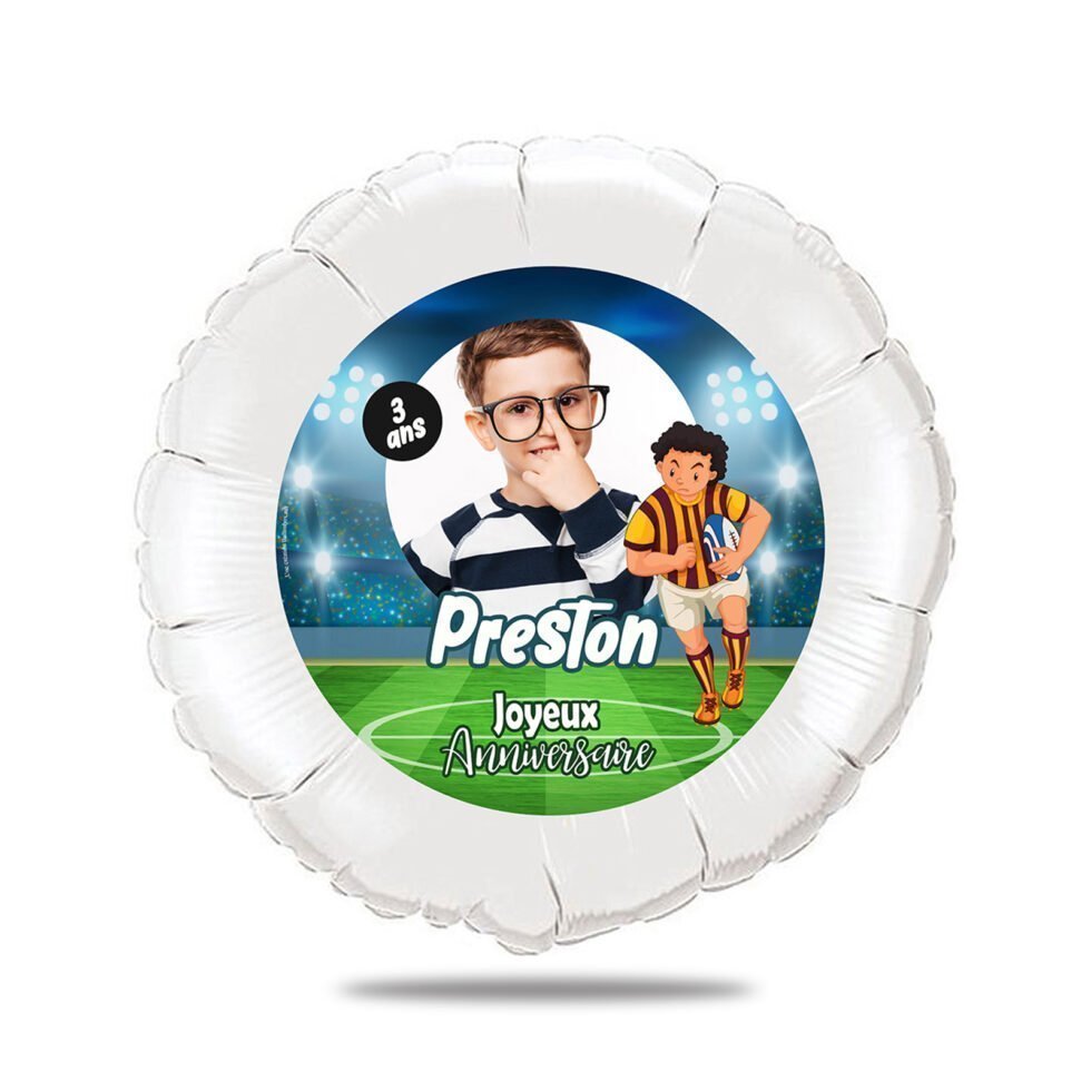 Ballon anniversaire bleu et vert thème football - Ballon aluminium 46cm