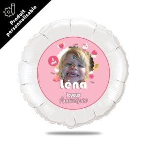 Ballon anniversaire rose thème stickers enfant - Ballon aluminum 46cm
