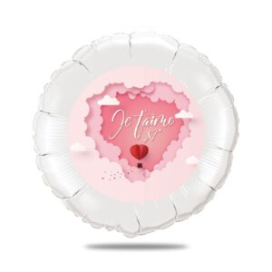 Ballon surprise amour -je t'aime thème nuages rose et blanc