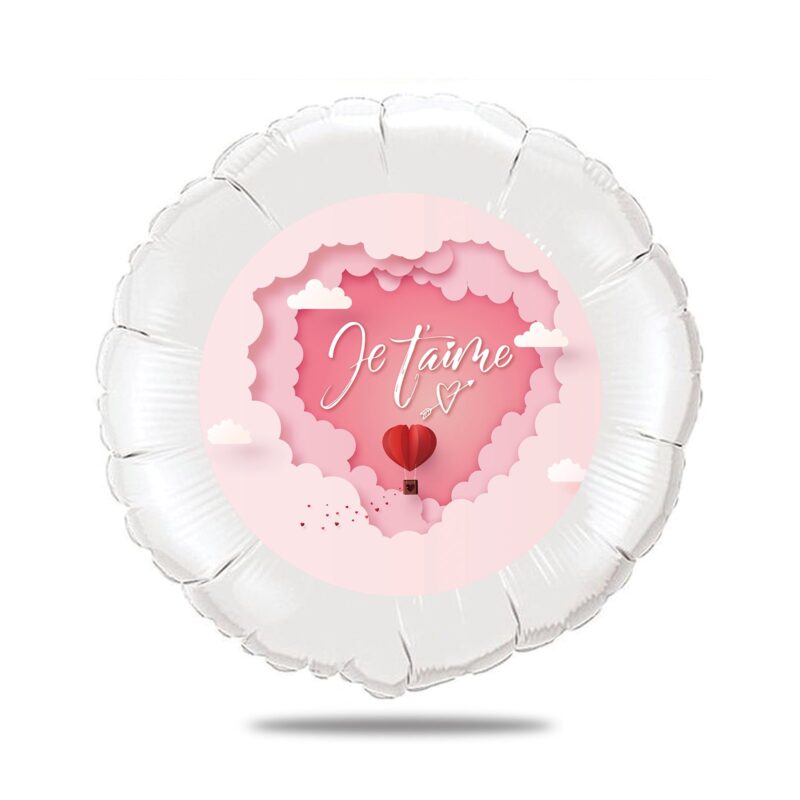 Ballon surprise amour -je t'aime thème nuages rose et blanc