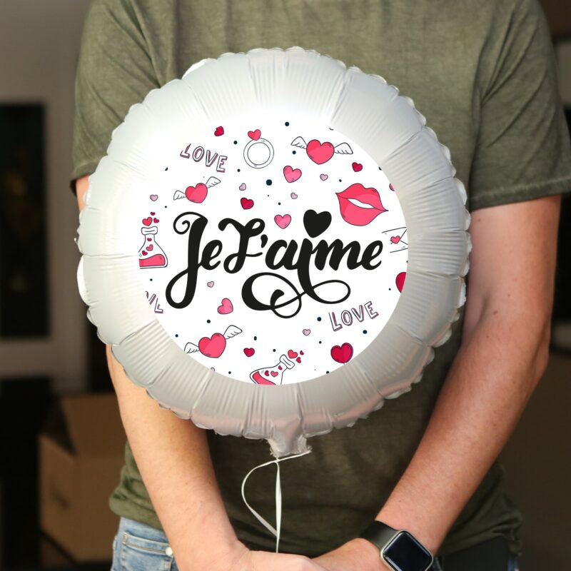 Ballon surprise amour -je t'aime thème lèvres rose et rouge – Image 2