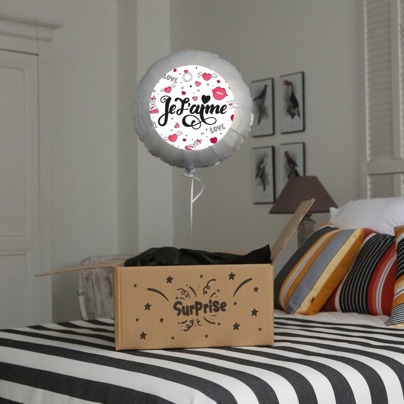 Ballon surprise amour -je t'aime thème lèvres rose et rouge – Image 3